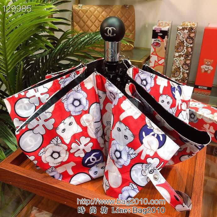 CHANEL香奈兒 時尚單品 招財龍貓 春夏新品 驚豔款 專櫃最新款 山茶花全自動UV晴雨傘  sll1002